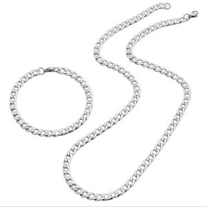 Stainless Steel 10mm Necklace Bracelet Set